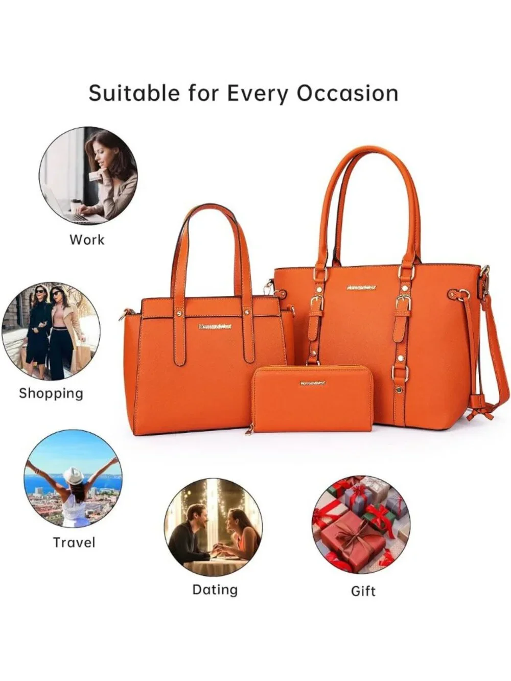 Stylish 3PCS Women's Tote Bag, Wallet & Shoulder Satchel Handbag Set